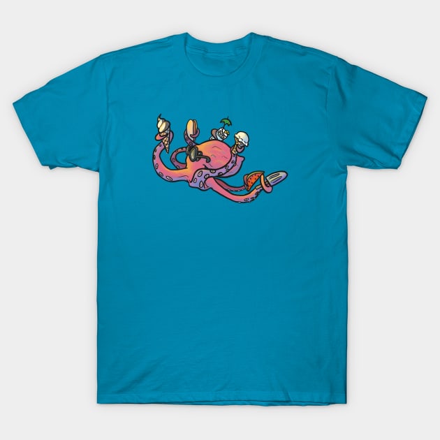 Beachin Summer Octopus T-Shirt by CloudWalkerDesigns